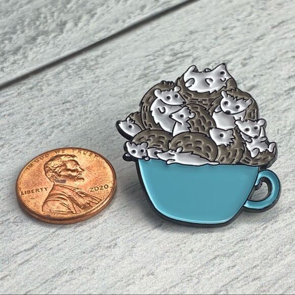 Cup O’ Hedgehogs Enamel Pin/ Brooch Lapel - Picture 3 of 6